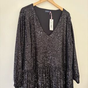 NWT Vineyard Vines Sequin Tiered Dress Black Formal Party Cocktail Plus Size 3X